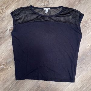 FOREVER21 black mesh tank top (M)